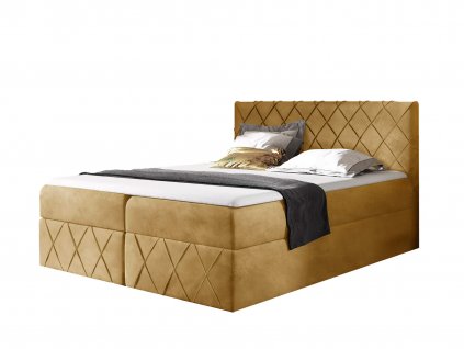 Boxspring posteľ Paros Lux s vrchným matracom - žltá Kronos