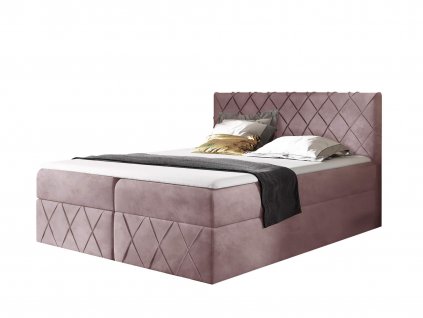 Boxspring posteľ Paros Lux s vrchným matracom - ružová Kronos