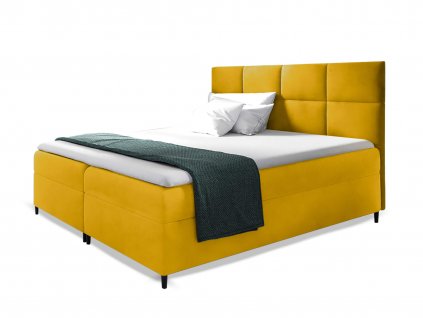 Boxspring manželská posteľ Leila s matracom - žltá