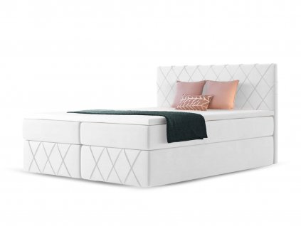 Boxspring posteľ Paros Lux s vrchným matracom - biela Paros