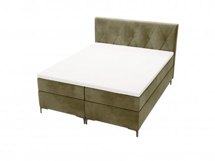 Luxusná boxspring posteľ DEANAS v olivovo zelenej farbe.