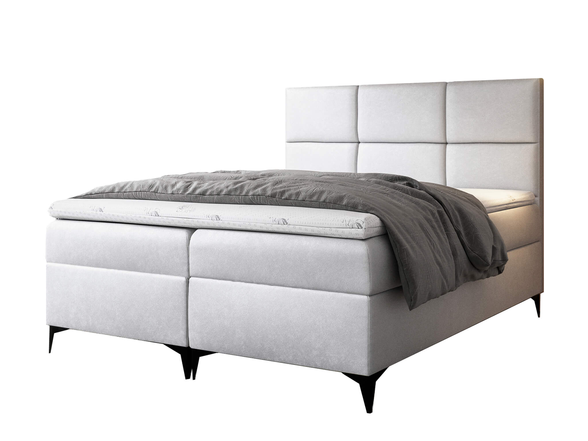 Čalúnená boxspring posteľ FAVA s vrchným matracom - sivá Velvet Rozmer: 140x200