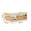 Detská posteľ so zábranou borovica