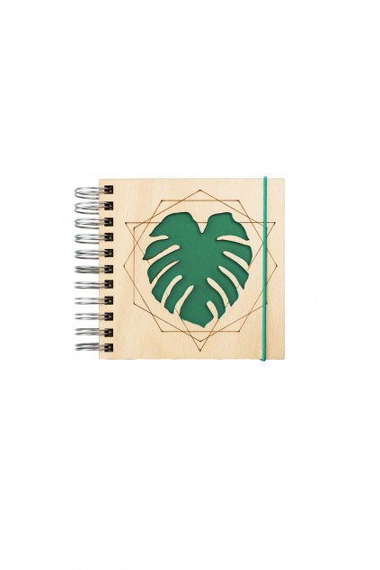 Dřevěný zápisník WOODBOOK Monstera 100 listů recyklovaného papíru | JAA∞TY
