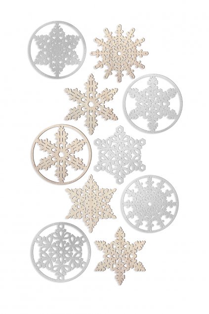 JAATY Vánoční dřevěné dekorace sněhové vločky více variant
