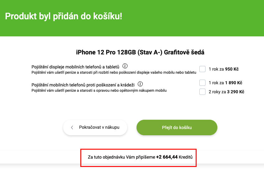 Zbieranie kreditov za objednávky