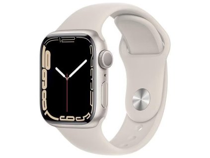Apple Watch Series 7 45mm Cellular (Stav A/B) Strieborná s bielym športovým remienkom