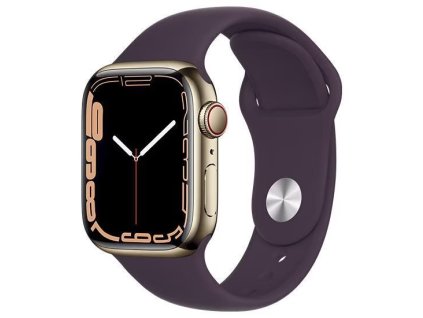 Apple Watch Series 7 45mm Cellular (Stav A) Zlatá nerezová ocel s tmavě modrým sportovním řemínkem