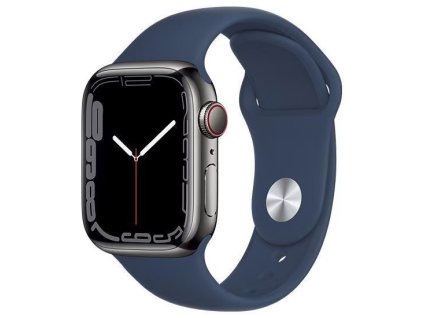 Apple Watch Series 7 45mm Cellular (Stav A) Čierny titán s temne modrým športovým remienkom