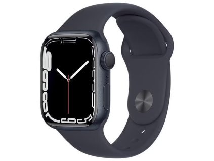 Apple Watch Series 7 45mm Cellular (Stav A/B) Černé s temně modrým sportovním řemínkem