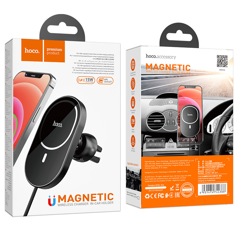 Magnetický (MagSafe) držák telefonu s bezdrátovým nabíjením 15W - Hoco CA90 (obrázek 8)