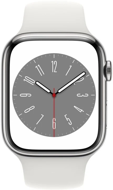 Apple Watch Series 8 41mm (Nerozbaleno) GPS Stříbrná nerezová ocel s bílým sportovním řemínkem (obrázek 3)