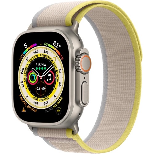 Apple Watch Ultra 49mm (Rozbaleno) Titánová s žluto/béžovým trailovým tahem S/M