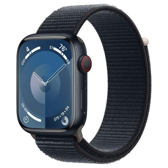 Apple Watch Series 9 45mm GPS (Stav B) Temně inkoustový hliník + temně inkoustový provlékací sportovní řemínek MNK43CS/A