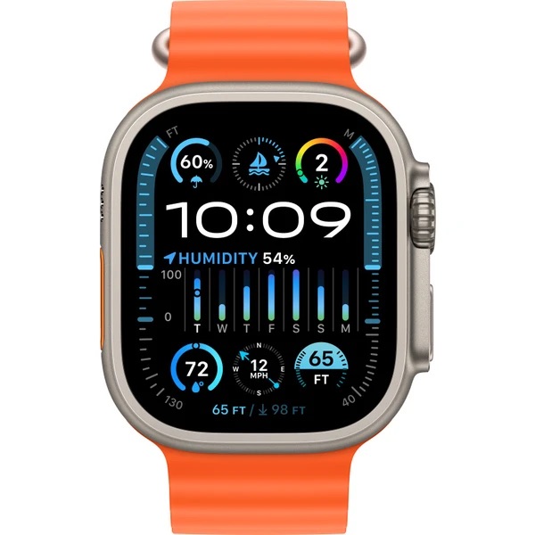 Apple Watch Ultra 2 49mm (Rozbaleno) Titanová s oranžovým oceánským řemínkem (obrázek 3)