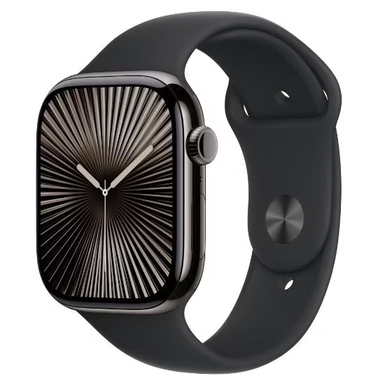 Apple Watch Series 10 42mm Cellular (Zánovní) Břidlicově šedý titan s temně modrým sportovním řemínkem MR9V3QC/A