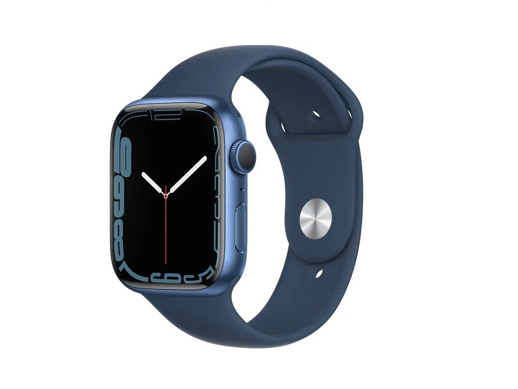 Apple Watch Series 7 45mm GPS (Stav A-) Modré s temně modrým sportovním řemínkem