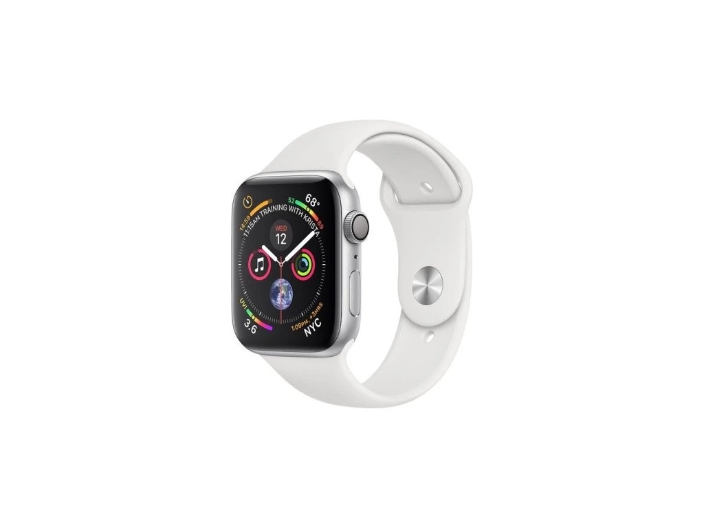 Apple Watch Series 4 40mm GPS (Stav A) Stříbrný hliník s bílým sportovním řemínkem MRGE3QC/A