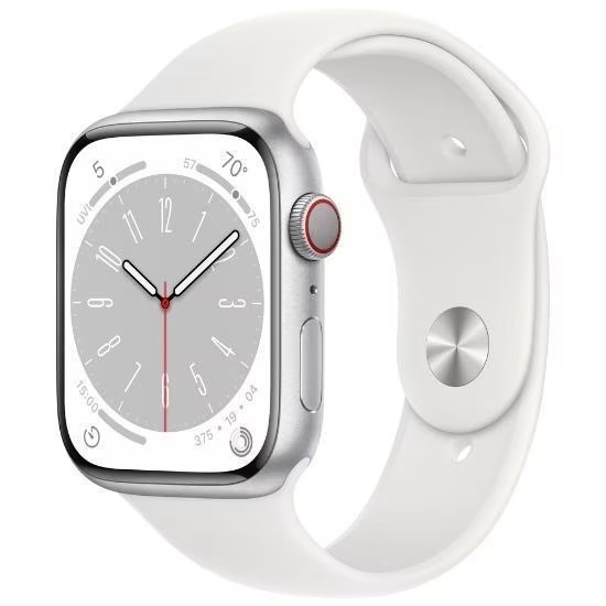 Apple Watch Series 9 41mm GPS (Stav A) Stříbrné s bílým sportovním řemínkem MNK43CS/A