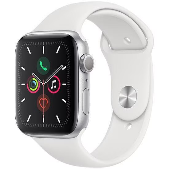Apple Watch Series 5 40mm GPS (Stav A-) Stříbrné s bílým sportovním řemínkem MRGE3QC/A