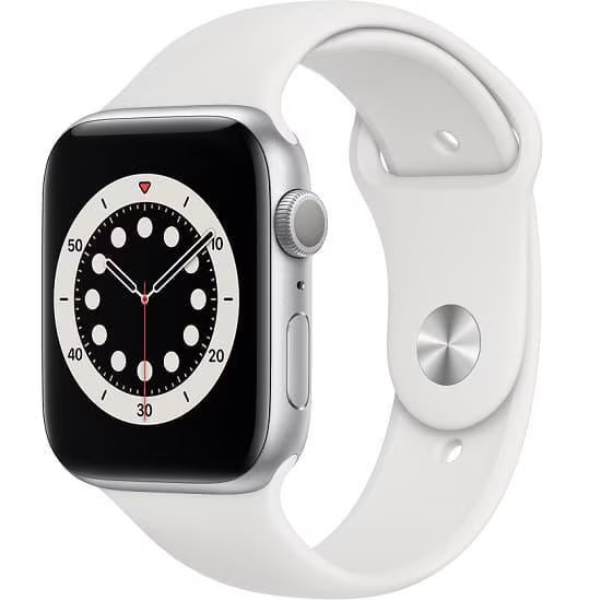 Apple Watch Series 6 40mm GPS (Stav A-) Stříbrné s bílým sportovním řemínkem MRGE3QC/A