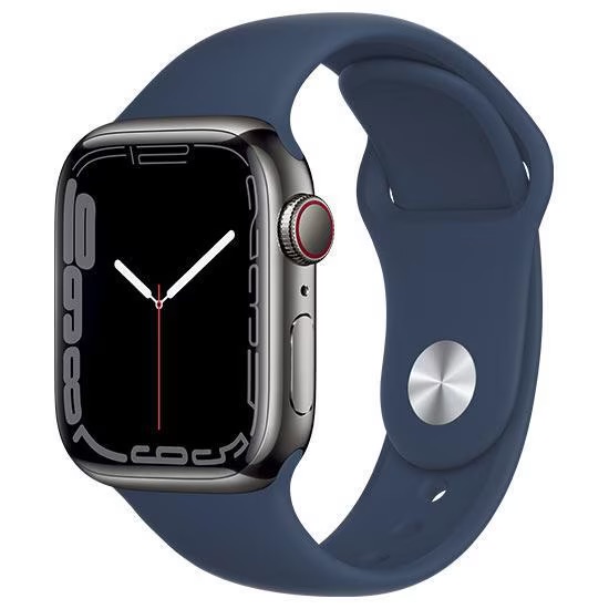 Apple Watch Series 7 45mm Cellular (Stav A) Titán s temně modrým sportovním řemínkem