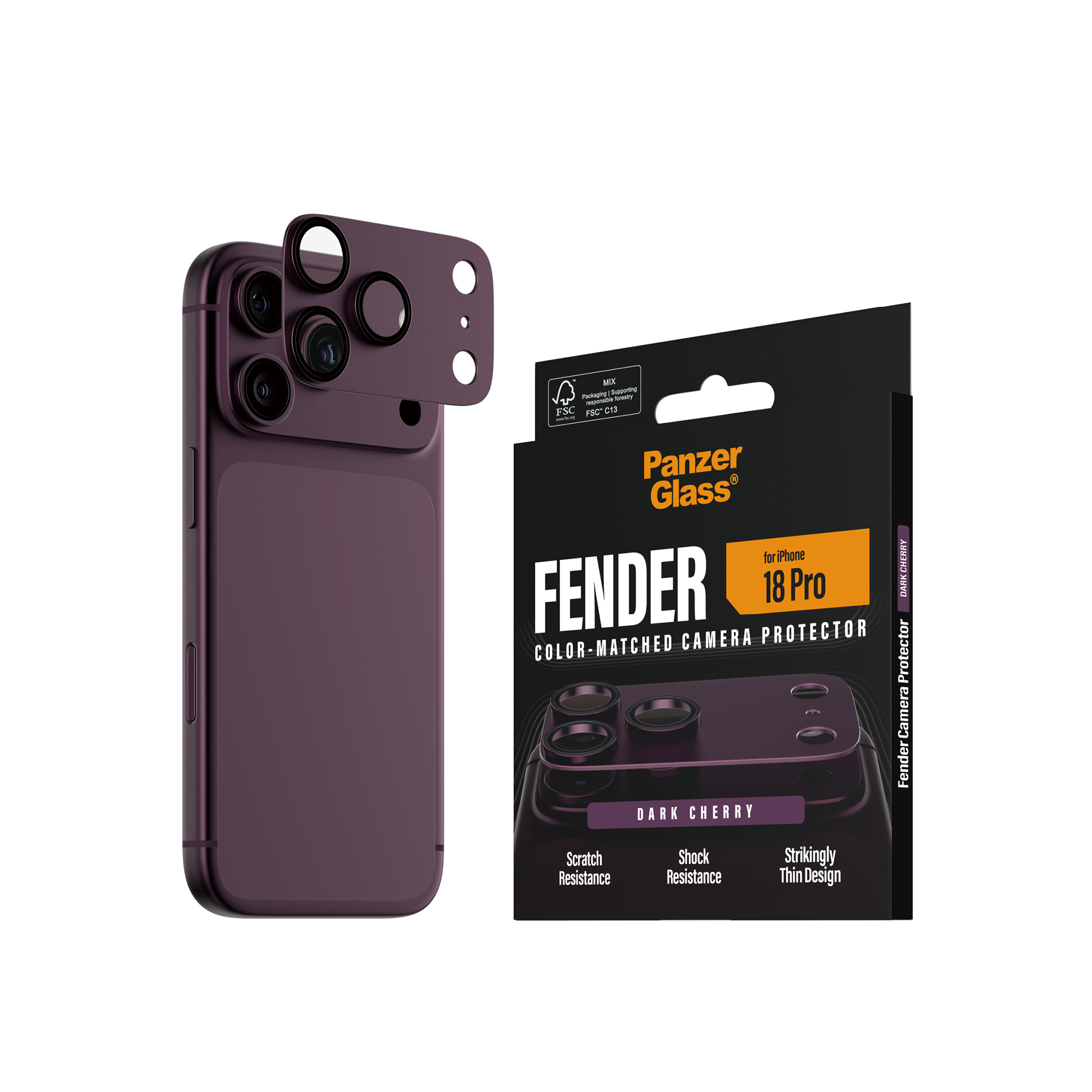 PanzerGlass FENDER Apple iPhone 18 Pro Burgundsky červená