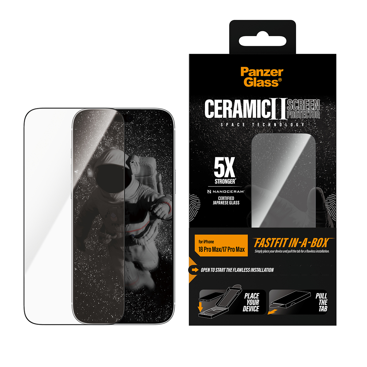 PanzerGlass Ceramic Protection II ochranné sklo (FastFit in a Box) na iPhone 18 Pro Max / 17 Pro Max