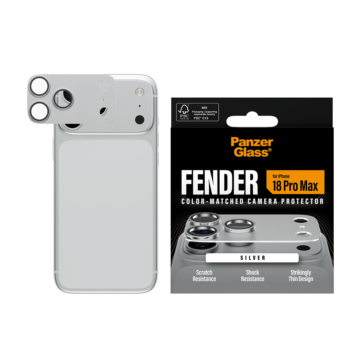 PanzerGlass FENDER Apple iPhone 18 Pro Max Stříbrná