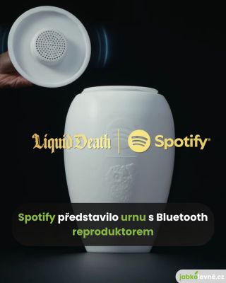 Spotify se spojilo s Liquid Death a vytvořili bizární produkt - urnu s bluetooth reproduktorem🏺 Majitel si může vytvořit...