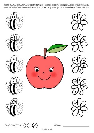 Pracovný list pre predškolákov - Počítanie so včielkami
