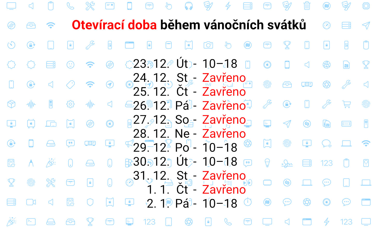 Otevírací doba během vánočních svátků