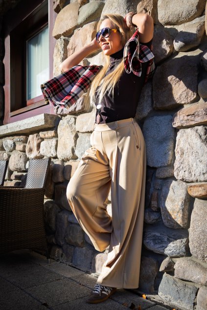 Dámské béžové kalhoty Suzi, boční pohled