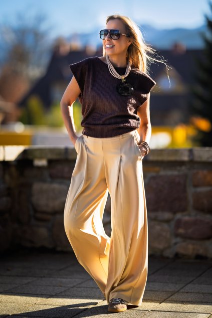 Dámské kalhoty Suzi světle béžové (přední pohled)