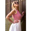 damsky top bez rukavu ania cerveno bile prouzky