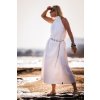 Bílé letní šaty Afrodita na modelce u moře