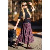 dlouhá modrá tartanová sukně – ženský look