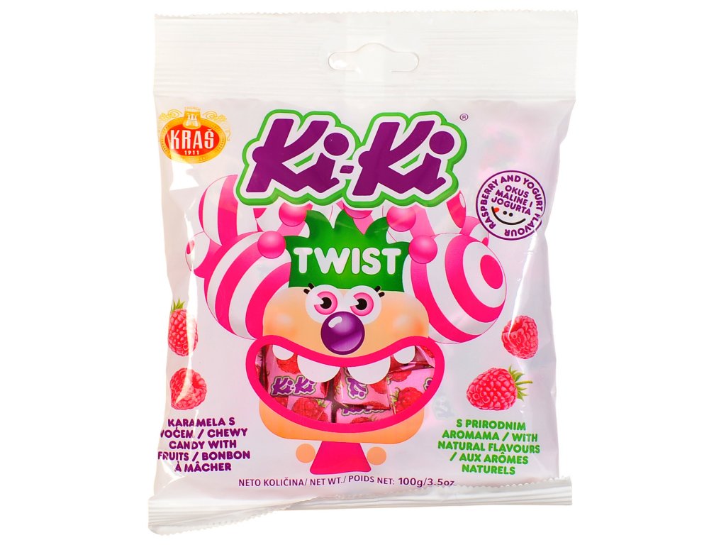Ki-ki Twist karamelové cukríky jogurt-malina 100g