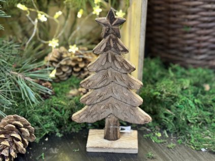 Stromek dřevo opálený 21cm