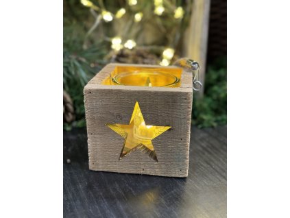 Lucerna dřevo hvězda mini