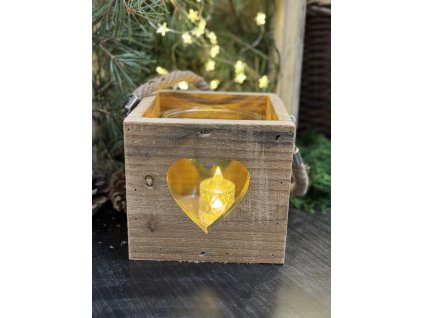 Lucerna dřevo srdce velká