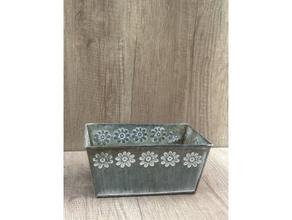 Obal plechový 21x9,5 cm obdélník s kvítky