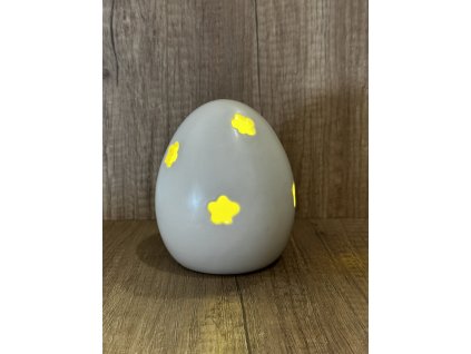 Vajíčko glazované bílé svítící 11 cm
