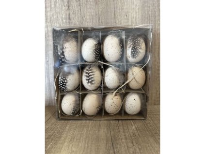 Vajíčka hnědé s pírkem 12 ks