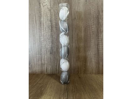 Vejce tuba 6 cm 6 ks bílostříbrná
