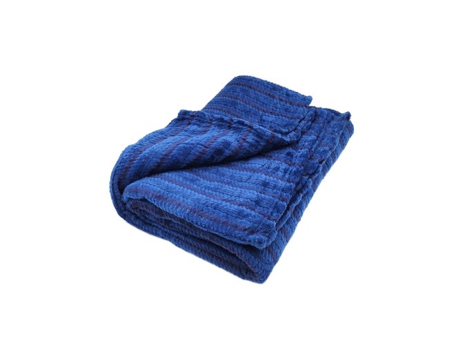 Deka mikroplyš 150x200cm - Textura-Modrá-pruhy