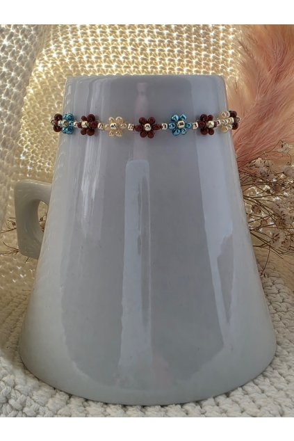 Květinový náramek - Mocha Mousse s mořem