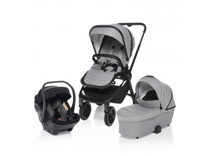 Set kočárek Move Cross + korba XL + adaptér + autosedačka, Silver Grey/Black