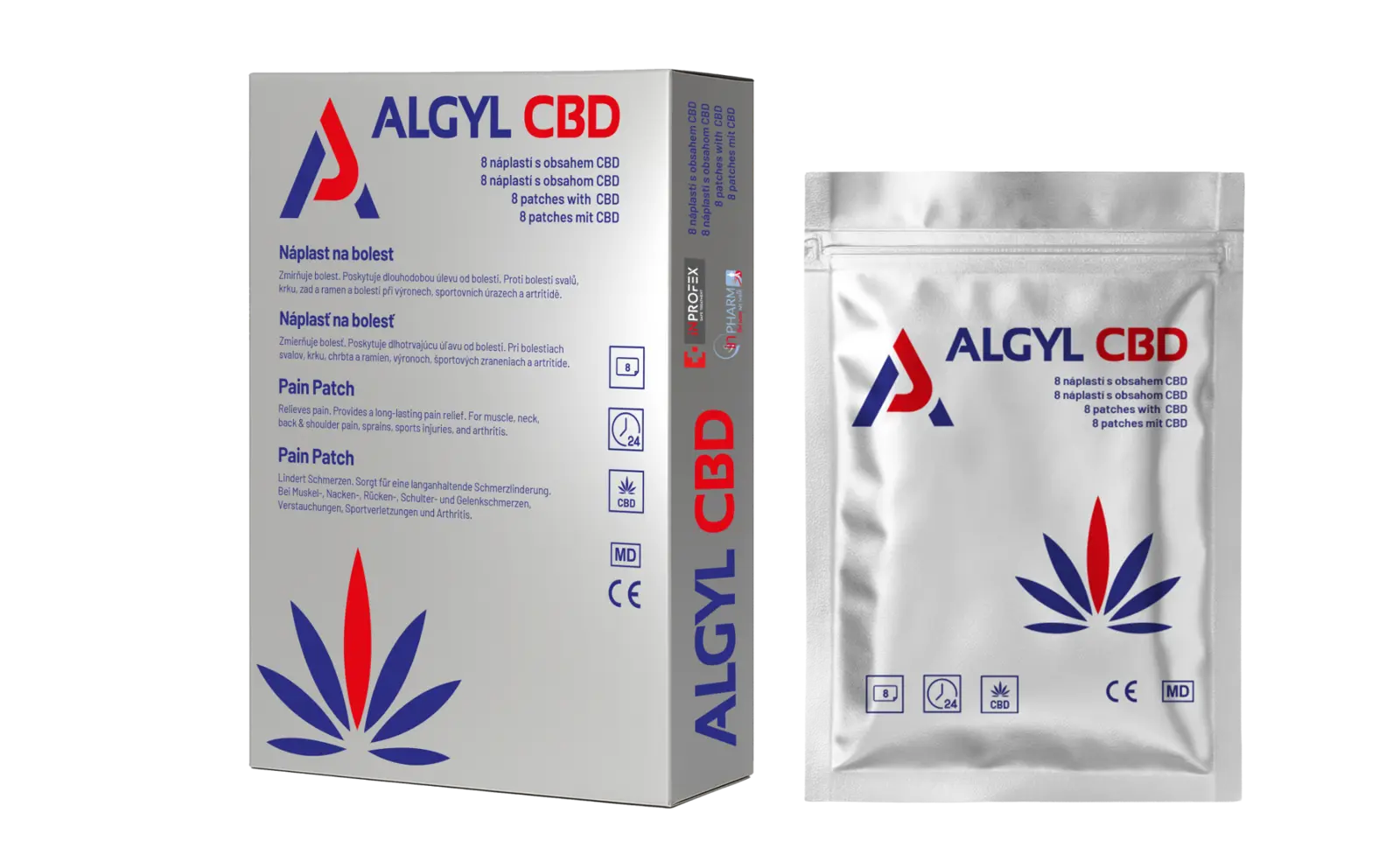 ALGyl CBD - krabička a samostatně balená náplast