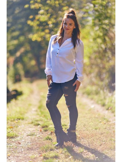 Mušelínová polokošile WHITE - Dámská